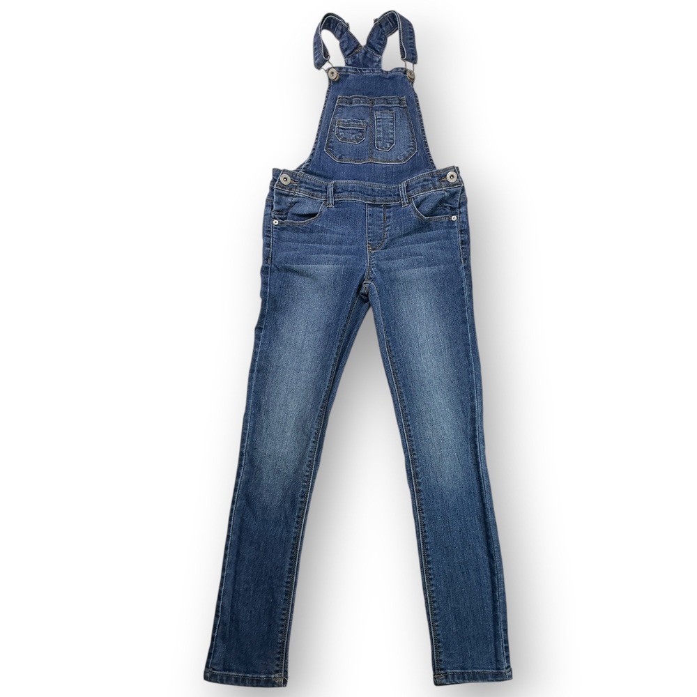 Arizona Blue Denim Overalls Kids Size 10 Reg Slim Leg Adjustable Straps Stretch